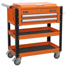 Load image into Gallery viewer, Sealey Heavy-Duty Mobile Tool & Parts Trolley - 2 Drawers & Lockable Top - Orange
