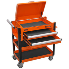 Load image into Gallery viewer, Sealey Heavy-Duty Mobile Tool & Parts Trolley - 2 Drawers & Lockable Top - Orange
