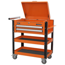 Load image into Gallery viewer, Sealey Heavy-Duty Mobile Tool & Parts Trolley - 2 Drawers & Lockable Top - Orange