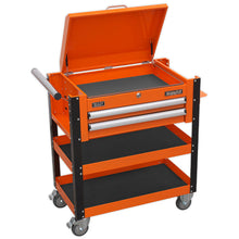 Load image into Gallery viewer, Sealey Heavy-Duty Mobile Tool & Parts Trolley - 2 Drawers & Lockable Top - Orange