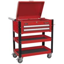 Load image into Gallery viewer, Sealey Heavy-Duty Mobile Tool & Parts Trolley - 2 Drawers & Lockable Top - Red