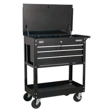Load image into Gallery viewer, Sealey Heavy-Duty Mobile Tool & Parts Trolley - 4 Drawers & Lockable Top - Black