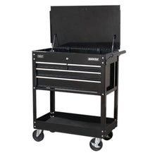 Load image into Gallery viewer, Sealey Heavy-Duty Mobile Tool & Parts Trolley - 4 Drawers & Lockable Top - Black