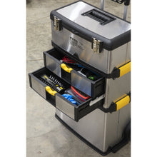 Load image into Gallery viewer, Sealey Mobile Stainless Steel/Composite Toolbox - 3 Compartment