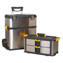 Load image into Gallery viewer, Sealey Mobile Stainless Steel/Composite Toolbox - 3 Compartment