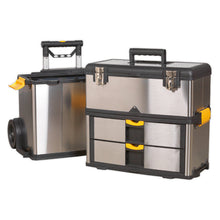 Load image into Gallery viewer, Sealey Mobile Stainless Steel/Composite Toolbox - 3 Compartment
