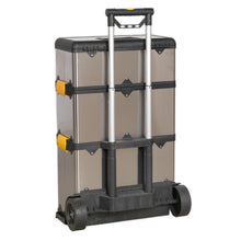 Load image into Gallery viewer, Sealey Mobile Stainless Steel/Composite Toolbox - 3 Compartment