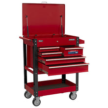 Load image into Gallery viewer, Sealey Heavy-Duty Mobile Tool & Parts Trolley - 5 Drawers & Lockable Top - Red