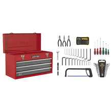Load image into Gallery viewer, Sealey Portable Toolchest 3 Drawer Ball-Bearing Slides - Red/Grey & 93pc Tool Kit