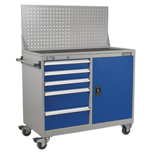 Load image into Gallery viewer, Sealey Industrial Mobile Workstation 5 Drawer & 1 Shelf Locker