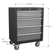 Load image into Gallery viewer, Sealey Modular 5 Drawer Mobile Cabinet 650mm