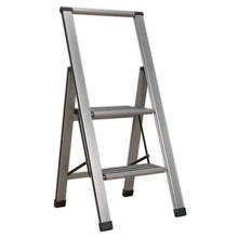 Load image into Gallery viewer, Sealey Aluminium Professional Folding Step Ladder 2-Step 150kg Capacity