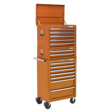 Load image into Gallery viewer, Sealey Topchest, Mid-Box & Rollcab Combination, 14 Drawer Ball-Bearing Slides - Orange