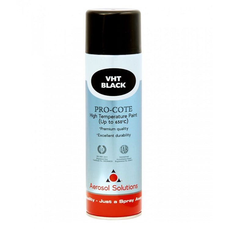 Aerosol Solutions PRO-COTE - Premium Quality Tough Industrial High Temp Paint - VHT Black 500ml