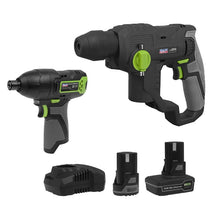 Load image into Gallery viewer, Sealey 2 x 10.8V SV10.8 Series Rotary Hammer Drill & Impact Driver Kit
