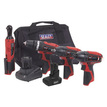 Load image into Gallery viewer, Sealey 4 x 12V SV12 Series Cordless Power Tool Combo Kit