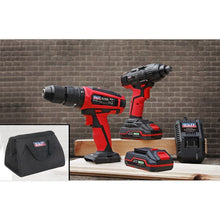 Load image into Gallery viewer, Sealey 20V SV20 Series Cordless 13mm Combi Drill/1/4" Hex Drive Impact Driver Combo Kit