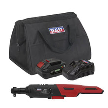 Load image into Gallery viewer, Sealey Cordless Ratchet Wrench Kit 3/8" Drive 60Nm 20V 4Ah SV20 Series