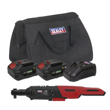 Load image into Gallery viewer, Sealey Cordless Ratchet Wrench 3/8" Drive Kit 20V SV20 Series - 2 Batteries