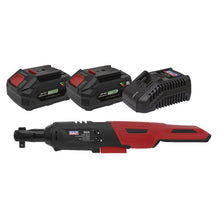 Load image into Gallery viewer, Sealey Cordless Ratchet Wrench 3/8" Drive Kit 20V SV20 Series - 2 Batteries
