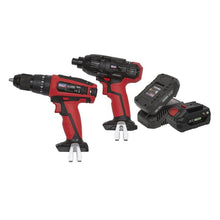 Load image into Gallery viewer, Sealey 20V SV20 Series Cordless 13mm Combi Drill/1/4" Hex Drive Impact Driver Combo Kit