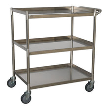 Load image into Gallery viewer, Sealey Workshop Trolley 3-Level Stainless Steel