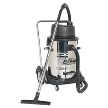 Load image into Gallery viewer, Sealey Vacuum Cleaner Industrial Wet & Dry 77L Stainless Steel Drum, Swivel Emptying 2400W