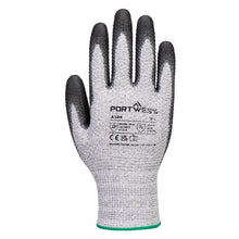 Load image into Gallery viewer, Portwest Grip 13 PU Diamond Knit Glove Grey/Black A124 - Pack of 12 Pairs