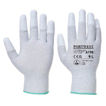 Load image into Gallery viewer, Portwest Antistatic PU Fingertip Glove Grey A198
