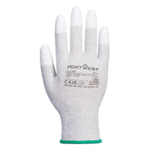Load image into Gallery viewer, Portwest Antistatic PU Fingertip Glove Grey A198