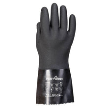 Load image into Gallery viewer, Portwest ESD PVC Chemical Gauntlet Black A882