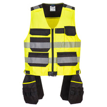 Load image into Gallery viewer, Portwest PW3 Hi-Vis Class 1 Tool Vest Yellow/Black PW308