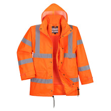 Load image into Gallery viewer, Portwest Hi-Vis Breathable Interactive Rain Traffic Jacket Orange RT63