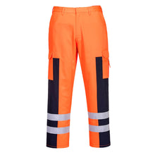 Load image into Gallery viewer, Portwest Hi-Vis Ballistic Service Trousers Orange/Navy S919