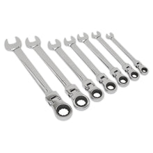Load image into Gallery viewer, Sealey Flexi-Head Ratchet Combination Spanner Set 7pc Metric (Siegen)