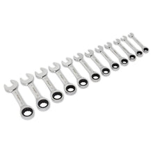 Load image into Gallery viewer, Sealey Stubby Ratchet Combination Spanner Set 12pc - Metric (Siegen)