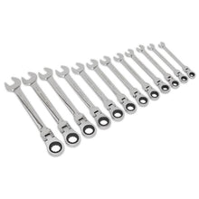 Load image into Gallery viewer, Sealey Flexi-Head Ratchet Combination Spanner Set 12pc Metric (Siegen)