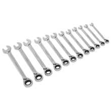 Load image into Gallery viewer, Sealey Reversible Ratchet Combination Spanner Set 12pc Metric (Siegen)