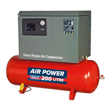 Load image into Gallery viewer, Sealey Air Compressor 200L Belt Drive 3hp, Cast Cylinders Low Noise