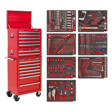 Load image into Gallery viewer, Sealey Toolchest Combination 14 Drawer Ball-Bearing Slides - Red & 446pc Tool Kit (Premier)