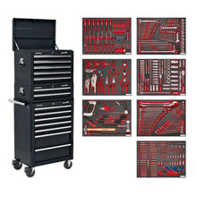Load image into Gallery viewer, Sealey Toolchest Combination 14 Drawer Ball-Bearing Slides - Black & 446pc Tool Kit (Premier)