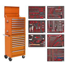 Load image into Gallery viewer, Sealey Toolchest Combination 14 Drawer Ball-Bearing Slides - Orange & 446pc Tool Kit (Premier)