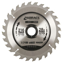 Load image into Gallery viewer, Abracs TCT Blade 216mm x 30mm x 28T - Wood