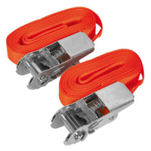 Load image into Gallery viewer, Sealey Self-Securing Ratchet Straps 25mm x 4.5M - 500kg Breaking Strength - Pair