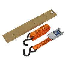 Load image into Gallery viewer, Sealey Ratchet Strap 25mm x 5M Polyester Webbing S-Hook, Corner Protector 600kg Breaking Strength