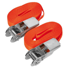 Load image into Gallery viewer, Sealey Self-Securing Ratchet Straps 25mm x 4.5M - 800kg Breaking Strength - Pair