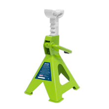 Load image into Gallery viewer, Sealey Axle Stands (Pair) 2 Tonne Capacity per Stand Ratchet Type - Hi-Vis Green
