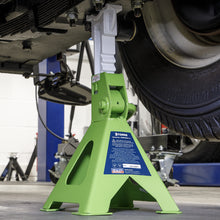 Load image into Gallery viewer, Sealey Axle Stands (Pair) 3 Tonne Capacity per Stand Ratchet Type - Hi-Vis Green