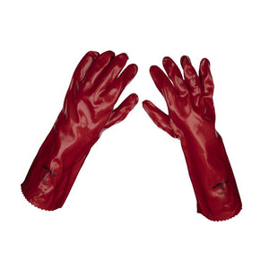Sealey Red PVC Gauntlets 450mm (18") - Pack of 12 Pairs