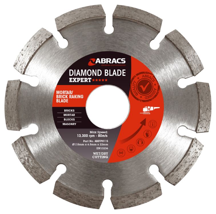 Abracs Mortar/Brick Raking Diamond Blade 115mm x 7mm x 22mm
